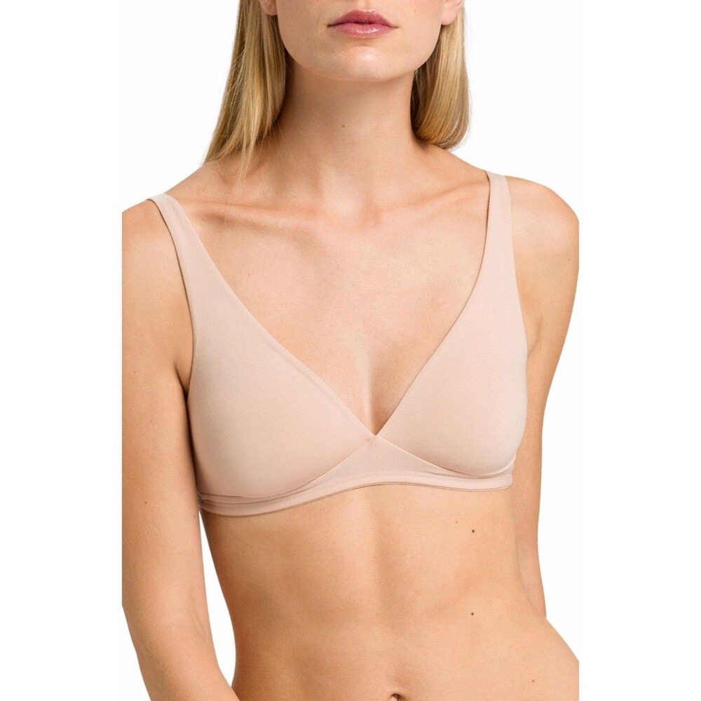 Hanro Cotton Sensation Soft Bra Nude Beige Wireless Triangle 1387 34B